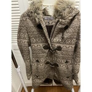 Womens Coat Sz Small Buffalo Brown Toggle Jacket Aztec Yellowstone Native Fur